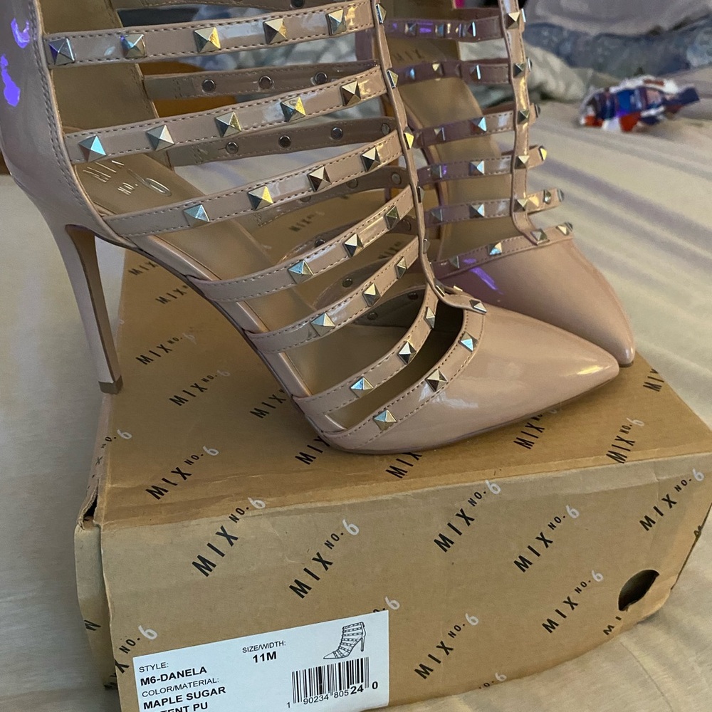 Mix No. 6 Women's Strappy Heels - Nude Patent